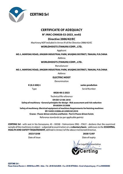 Issued by Certing Srl